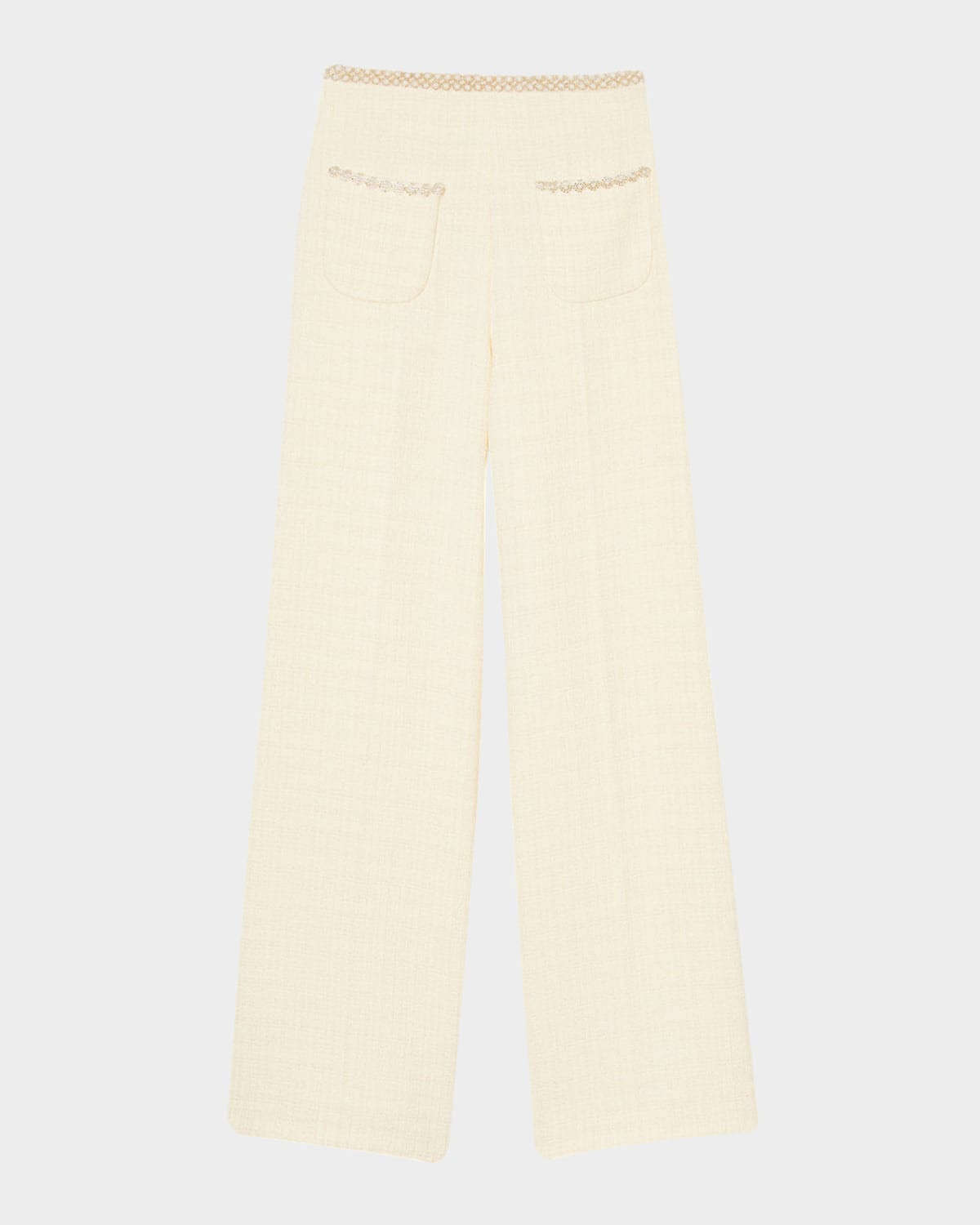 Vaye Tweed Beaded Trim Pants | Neiman Marcus