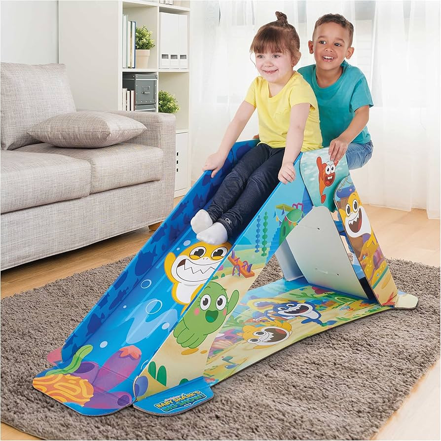 Pop2Play Indoor Playground – Baby Shark Slide for Kids – Durable Foldable Cardboard Slides 10... | Amazon (US)