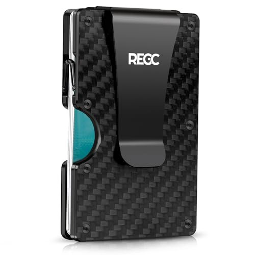 REGC Slim Wallet for Men, Metal Money Clip Wallet, RFID Blocking Minimalist Wallet, Pocket Cash Credit Card Holder for Men (New, Carbon Fiber) | Amazon (US)