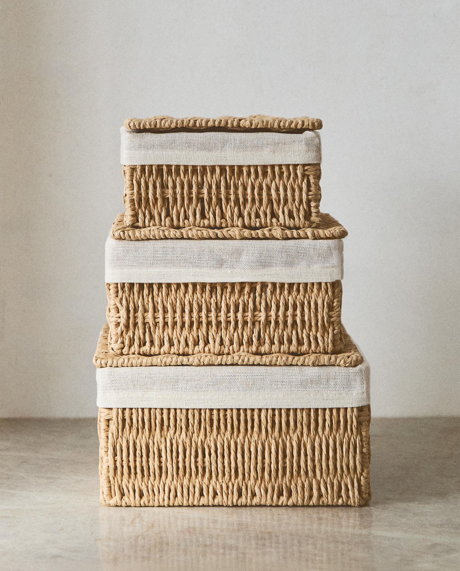 COTTON-LINED BASKET WITH LID | Zara Home US