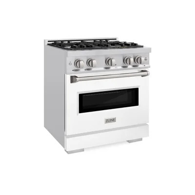 ZLINE 30 in. 4.2 cu. ft. Classic Dual Fuel Range with 4 Burner Gas Cooktop and Electric Convection Oven in Stainless Steel with Door | Wayfair North America