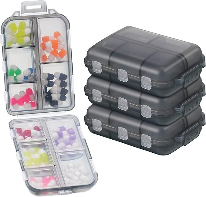 4 Pieces Travel Pill Organizer Portable Pill Cases Weekly Pill Supplement Box Mini Pill Holder Pi... | Amazon (US)