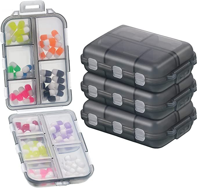 4 Pieces Travel Pill Organizer Portable Pill Cases Weekly Pill Supplement Box Mini Pill Holder Pi... | Amazon (US)