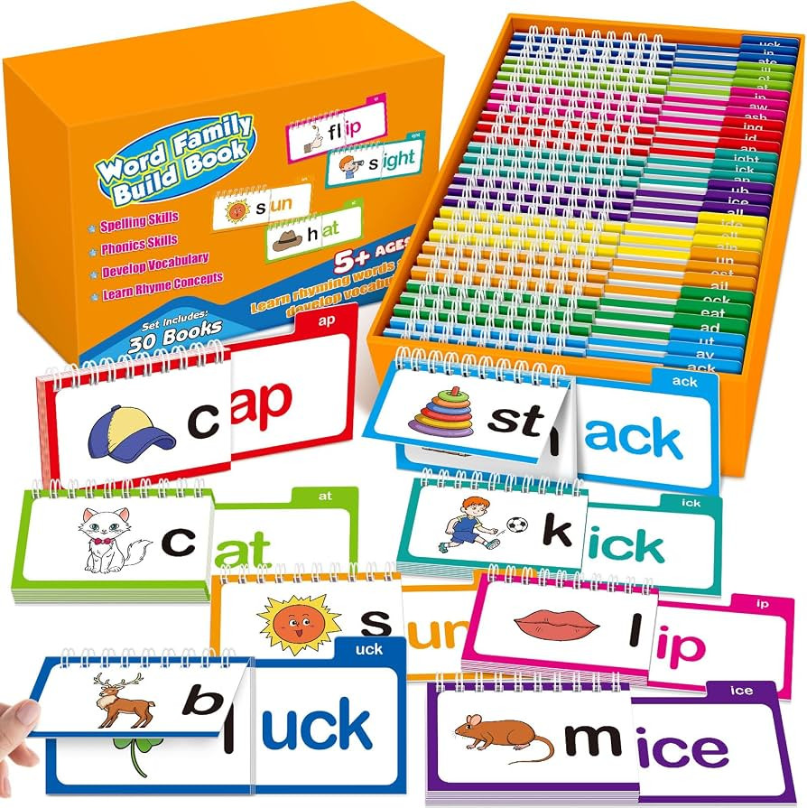 Phonics Flash Cards Word Family Build Book,Learn to Read 30 Read and Rhyme Flip Books,Sight Words... | Amazon (US)