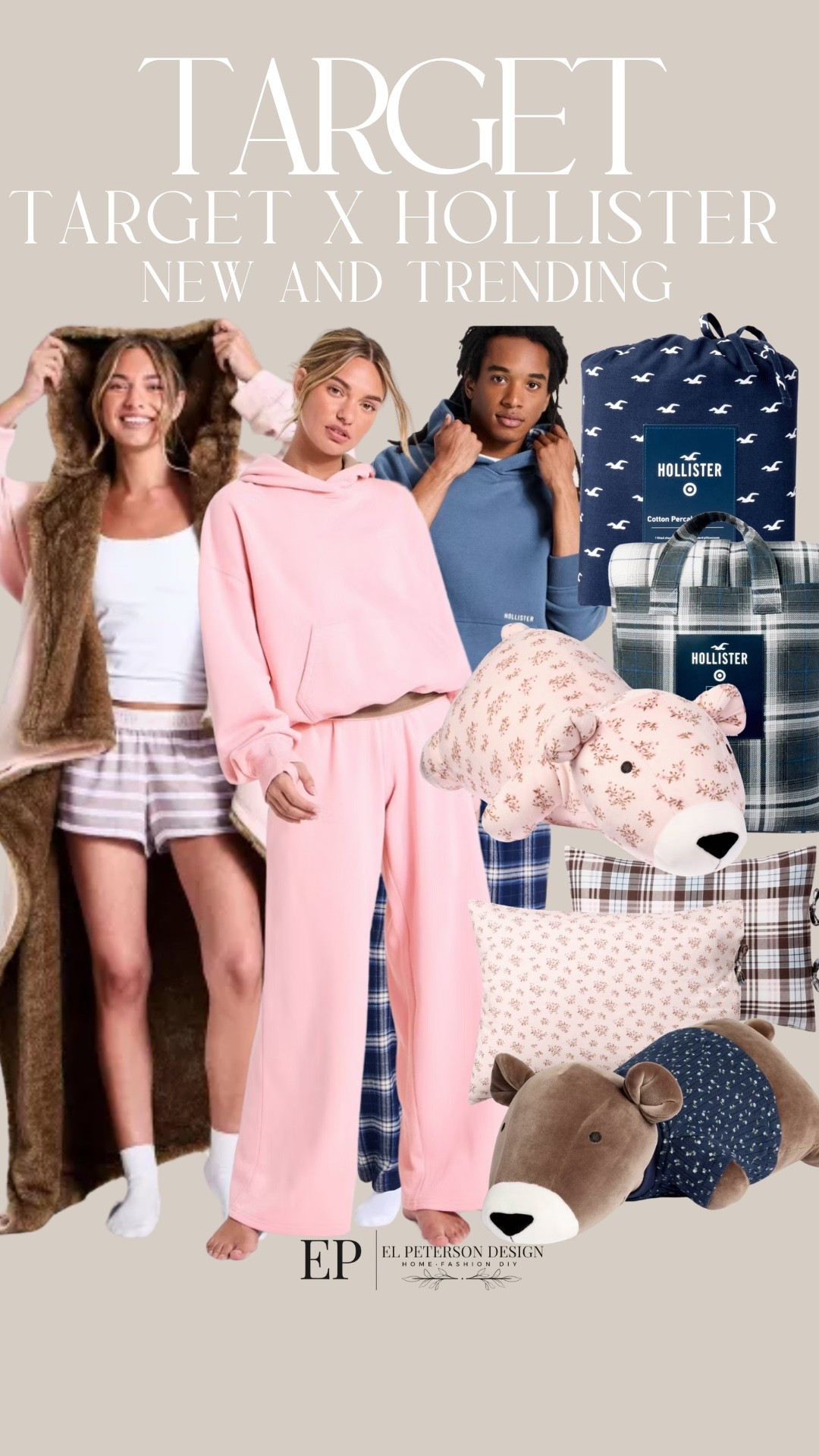 Target
Target x Hollister
Sweat shirt
Sweat pants
Stuff animal
Dorm quilt set