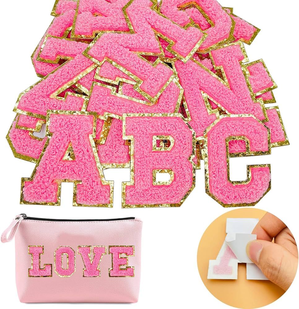 Jongdari Chenille Letter Patches Self Adhesive Letters,Iron on Letters for Clothing, 26pcs Varsit... | Amazon (US)