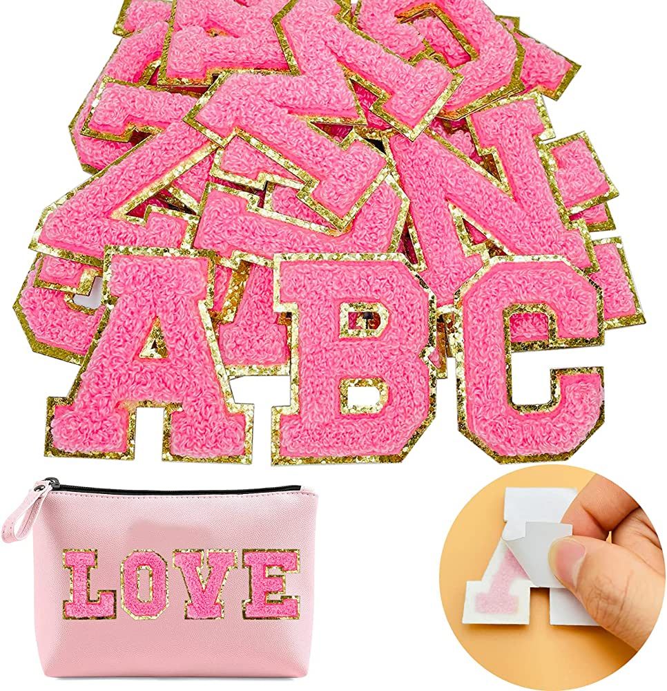 Jongdari Chenille Letter Patches Self Adhesive Letters ,Iron on Letters for Clothing, 26pcs Varsi... | Amazon (US)