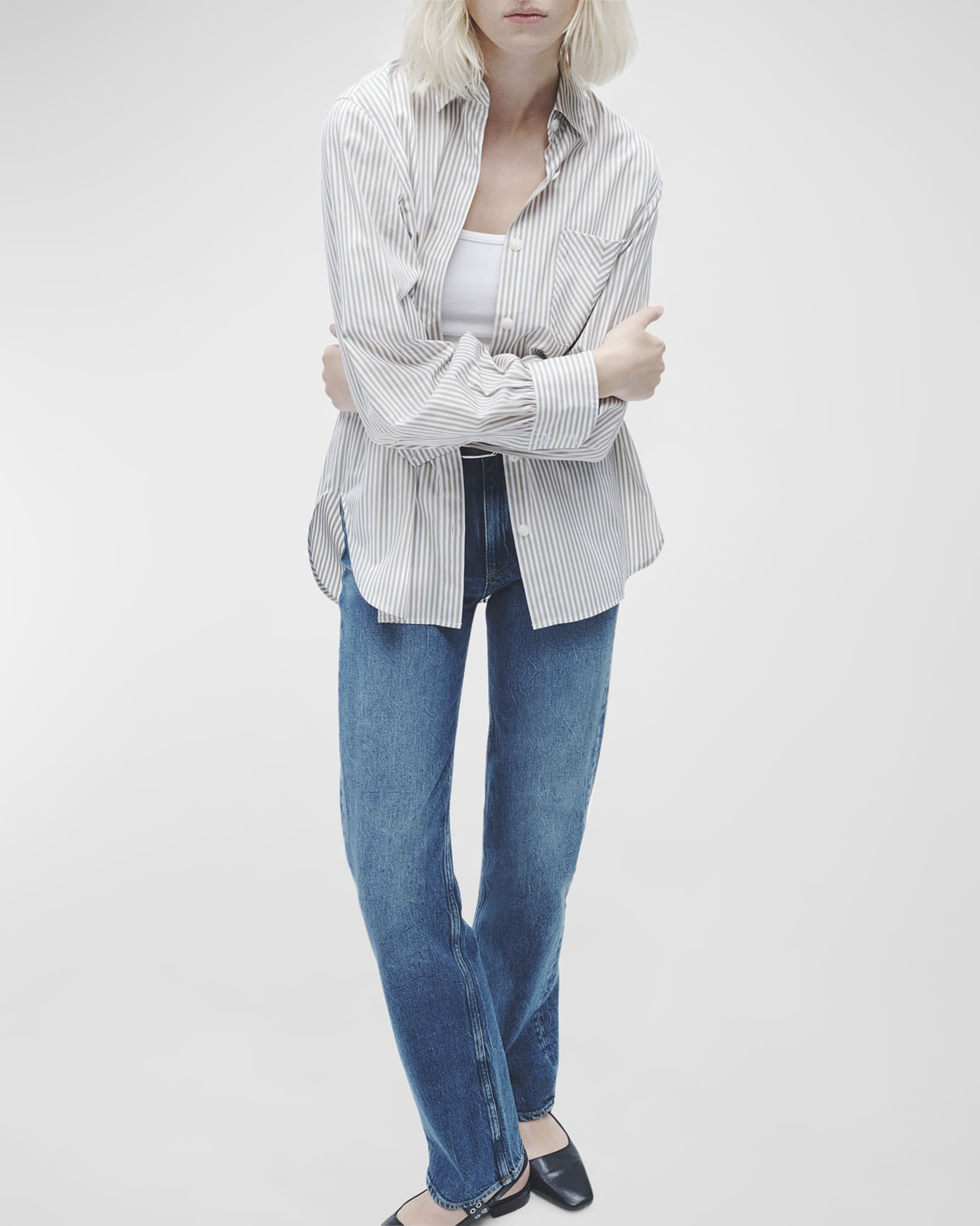 Rag & Bone Maxine Striped Button-Front Shirt | Neiman Marcus