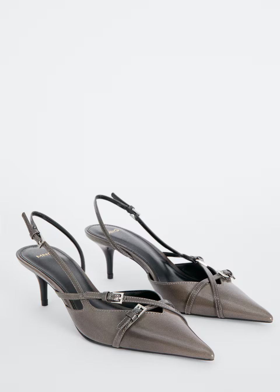 Leather heeled slingback shoes with buckles | MANGO (US)