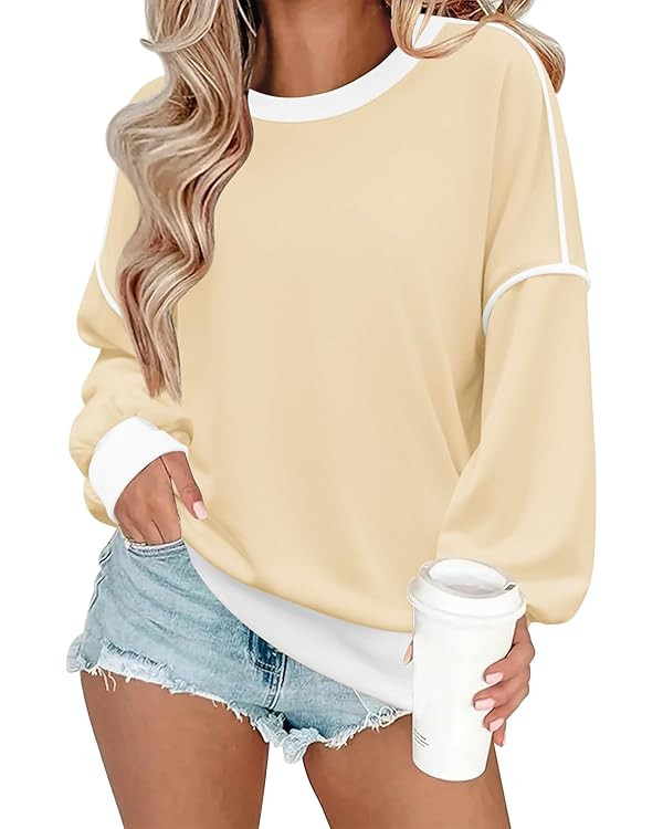 Zeagoo Women Crewneck Sweatshirts Pullover Tops Long Sleeve Shirts Loose Fit Tops Casual Fall Out... | Amazon (US)