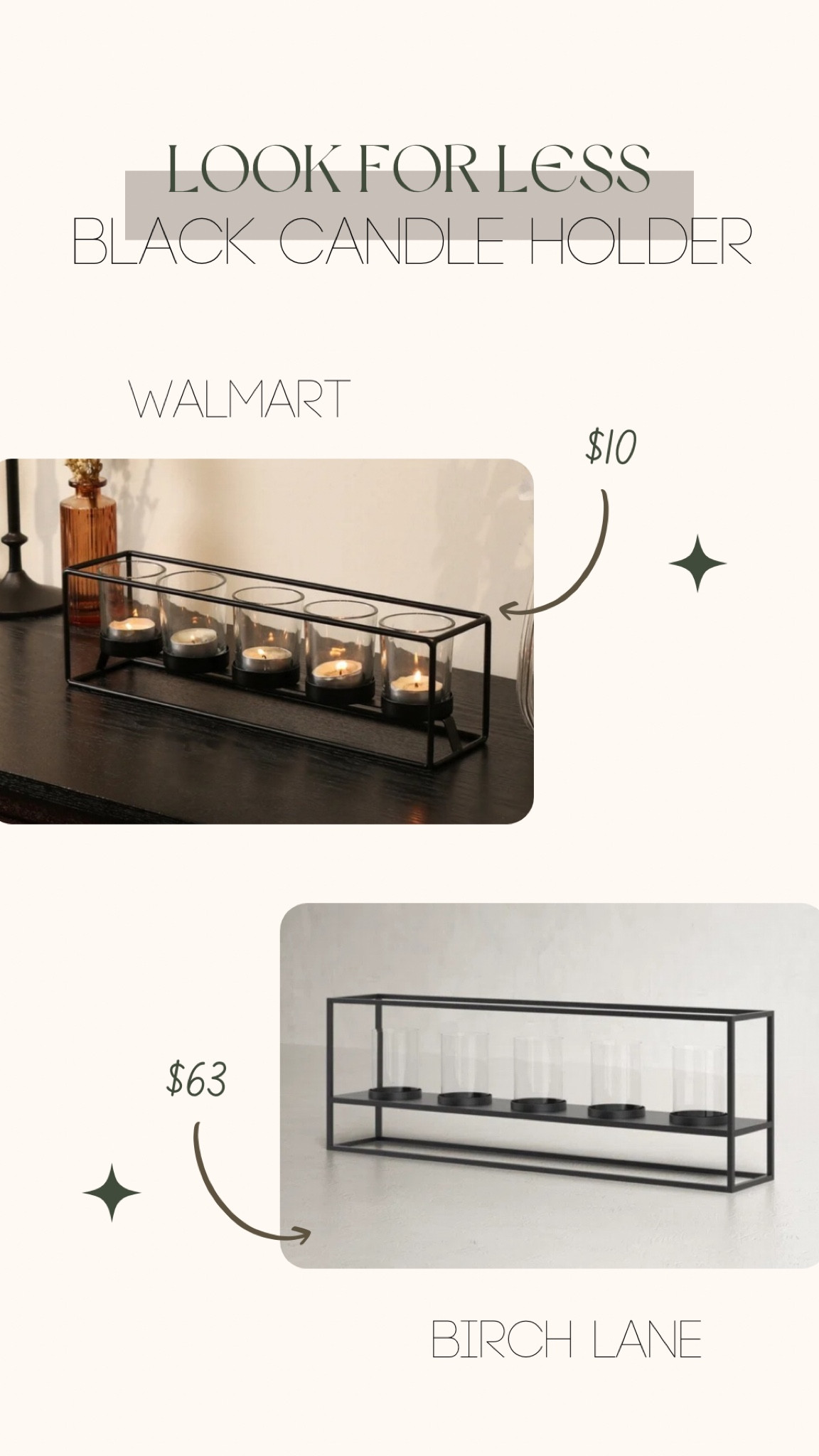Look for less: Black Candle Holder

Look, modern, classic,home, decor, candle, candelabra, holder, votive, Walmart, look, alike, similar, look, for, less, affordable, inexpensive, birch lane, black, metal, candlelight

#LTKHome #LTKFindsUnder50