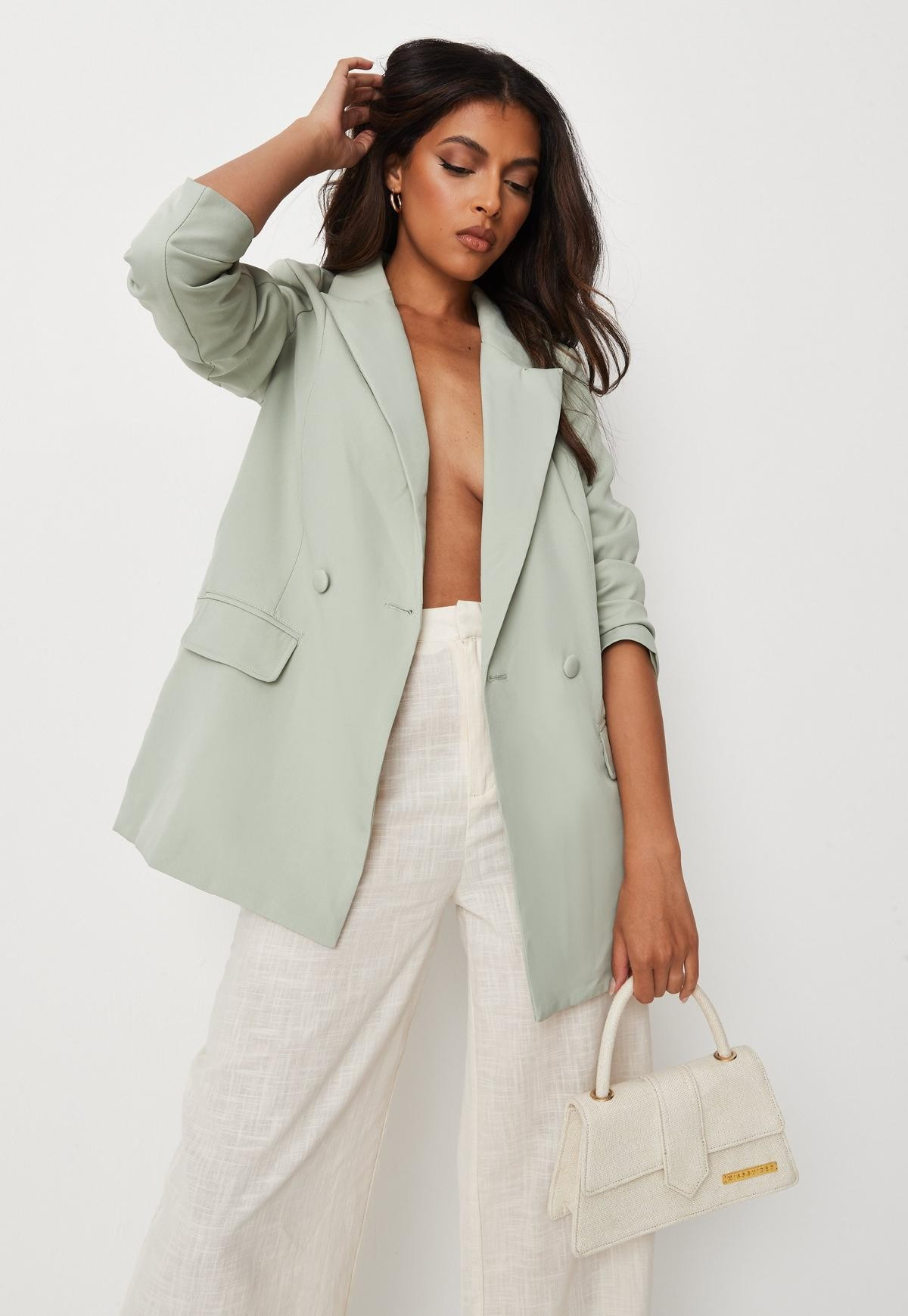 Sage Tailored Longline Blazer | Missguided (US & CA)