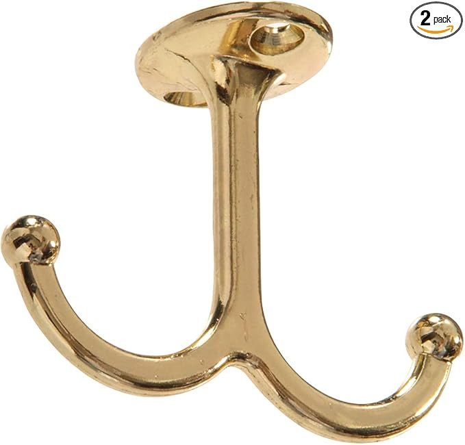 Hardware Essentials 852305 Under Shelf Coat Hook Brass Plated -2 Pack | Amazon (US)