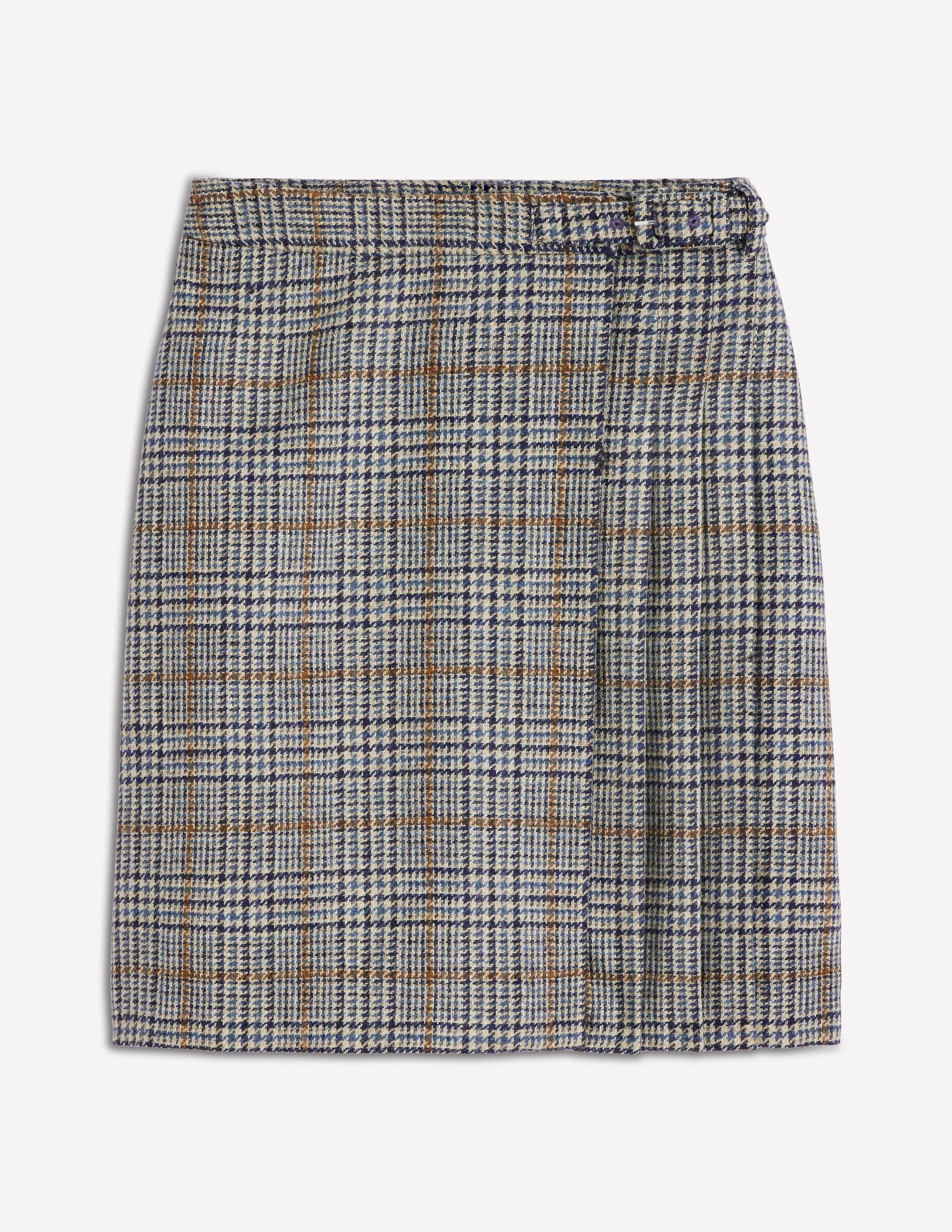 Helen Wool Kilt Skirt-Blue and Grey Prince of Wales | Boden (US)