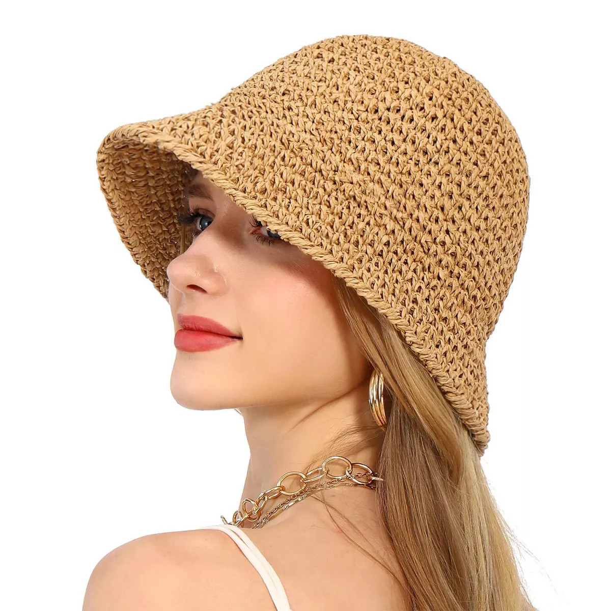 Anna-Kaci Crochet Raffia Bucket Hat Lightweight Foldable Wide Brim Sun Hat for Stylish Summer Pro... | Target