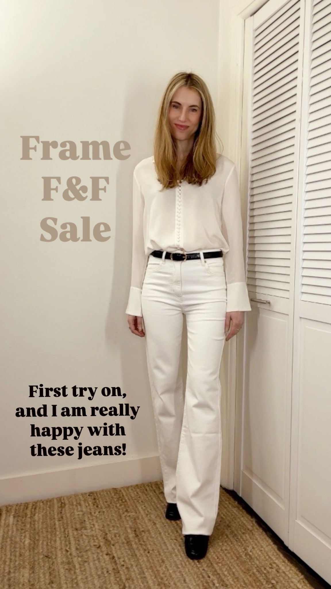 I am so happy with these jeans! Wearing the Arrow in size 26, my usual size. My shoes have 9cm heels, and the jeans are too long for them. I’m 5’7”. Will get them hemmed! 🤍 frame | flares | boot cut | spring outfit 

#LTKSaleAlert #LTKStyleTip #LTKSeasonal