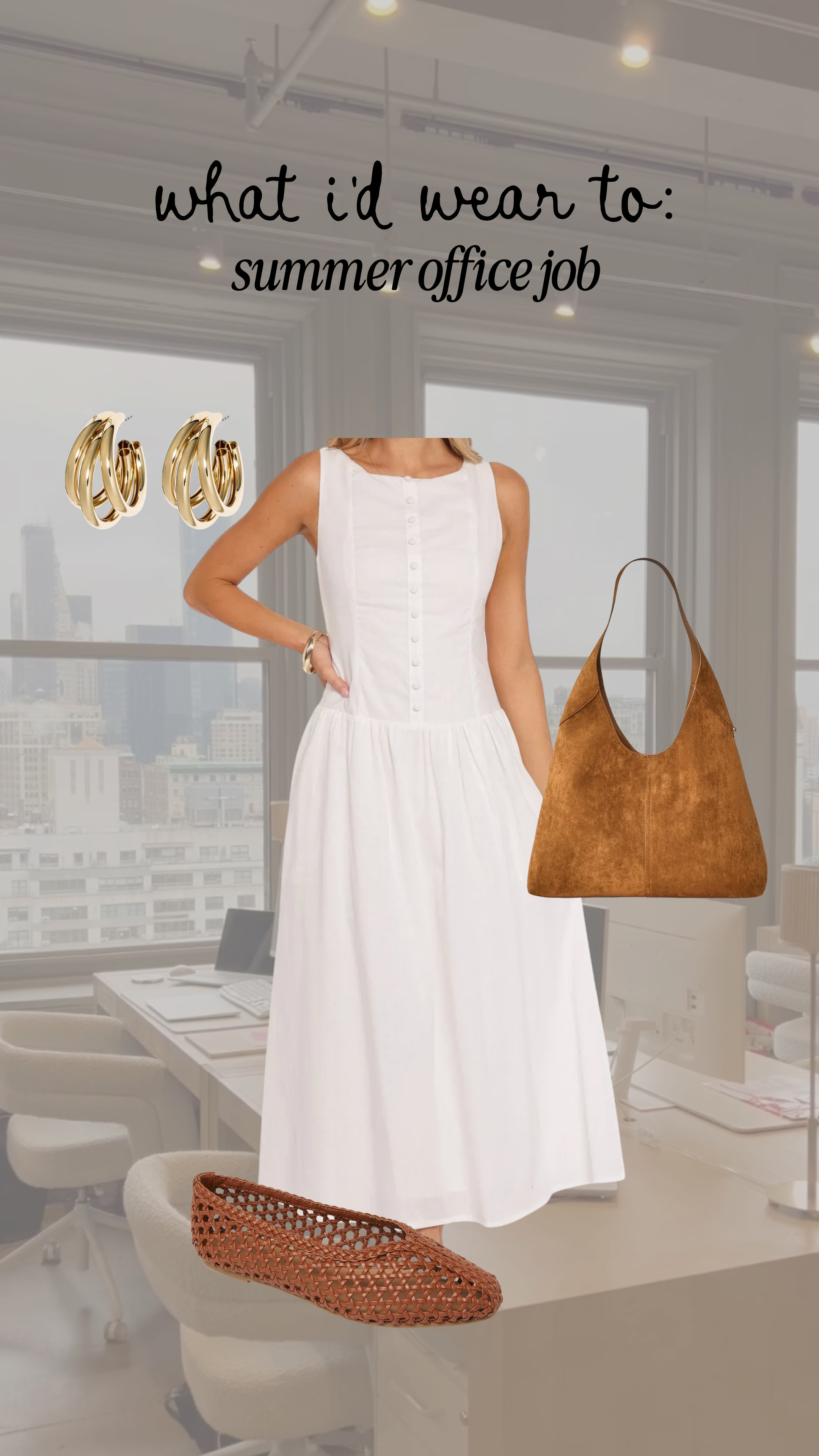 the perfect summer office look! This dress from petal & pup is the cutest!

flats, gold jewelry, suede bag 

 #LTKgrwm #LTKootd #LTKMidsize