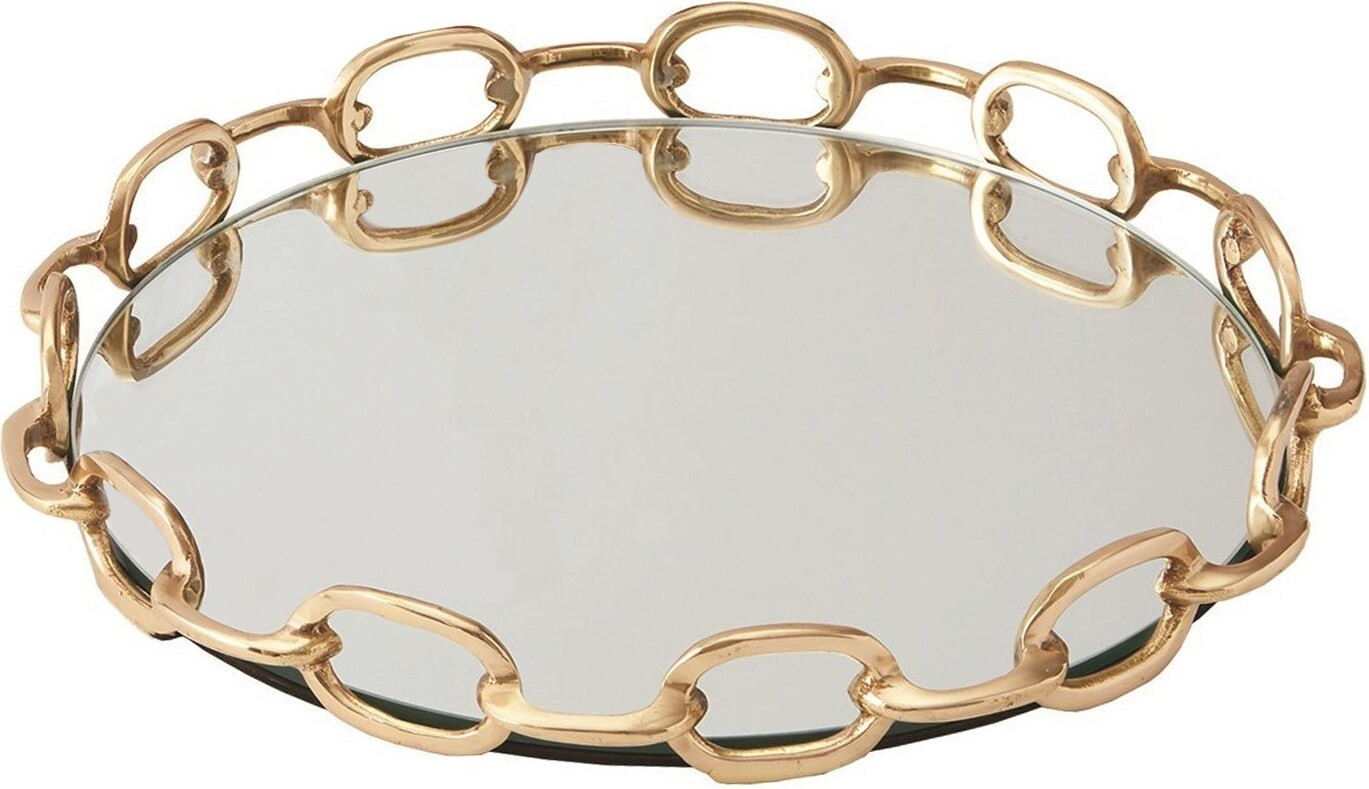 Linked Mirrored Small Tray In Brass | 1stopbedrooms