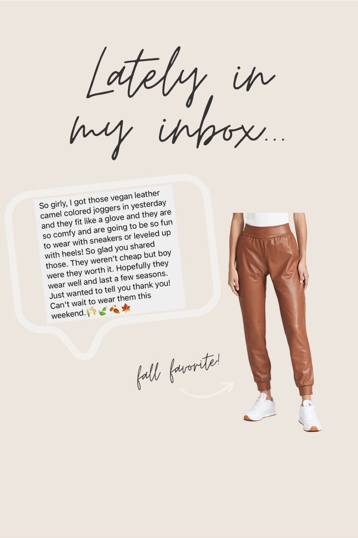 Vegan leather joggers for fall -  Amazon find! Worth every penny IMO. Flattering, quality and versatile🤎 

Amazon fall fashion, amazon fall outfits, fall fashion 2022, fall outfits 2022, fall joggers, faux leather joggers 

#LTKSeasonal #LTKstyletip