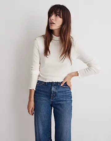 Ribbed Long-Sleeve Turtleneck Crop Top | Madewell