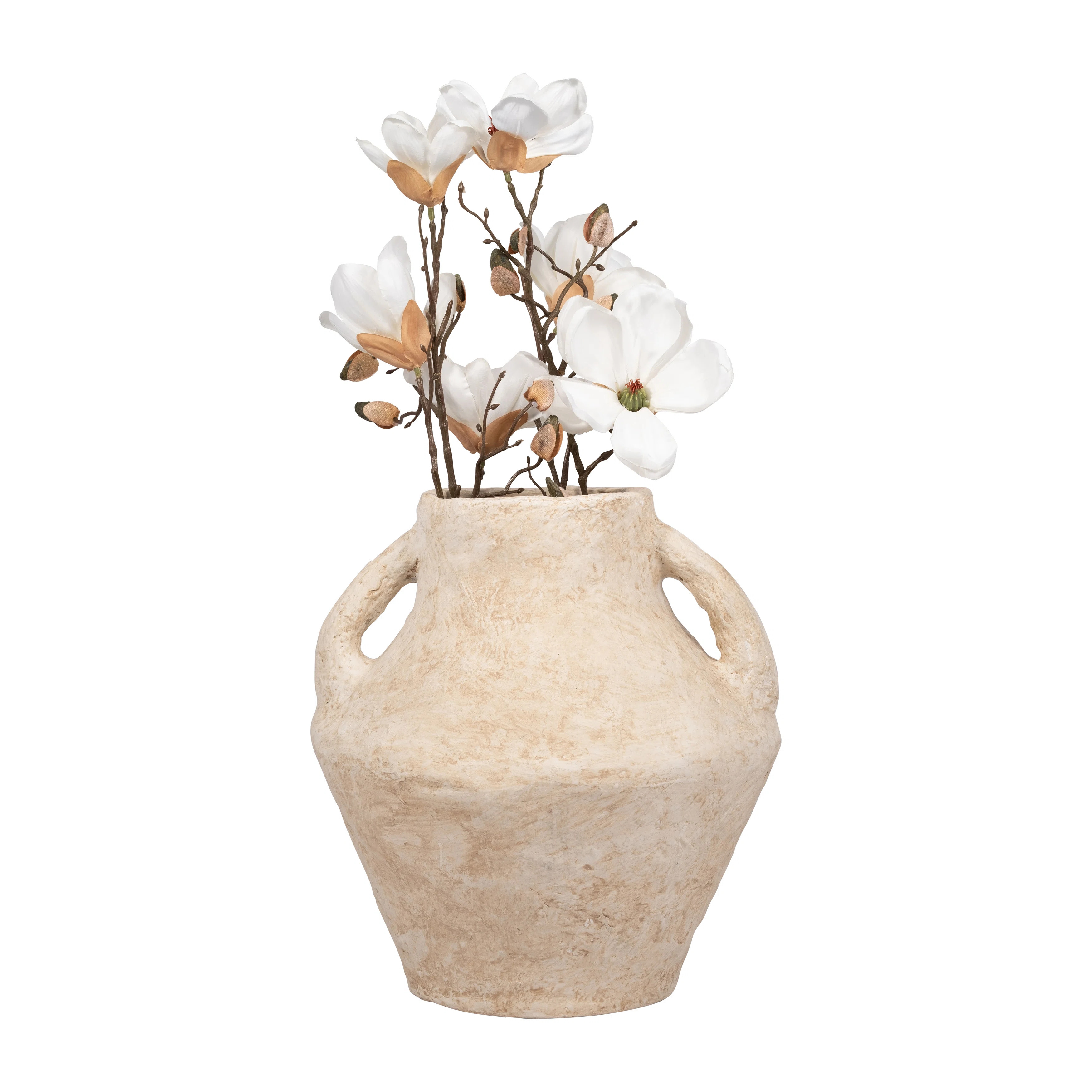 Paper Mache, Vase With Handles, White, Amphora, Textured | Wayfair North America