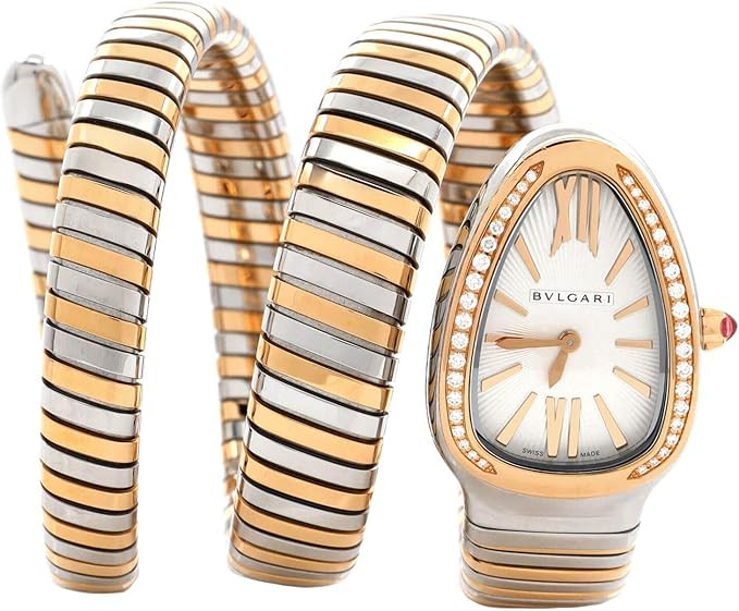 Amazon.com: Bvlgari, Pre-Loved Serpenti Tubogas Double Spiral Quartz Watch Stainless Steel and Ro... | Amazon (US)