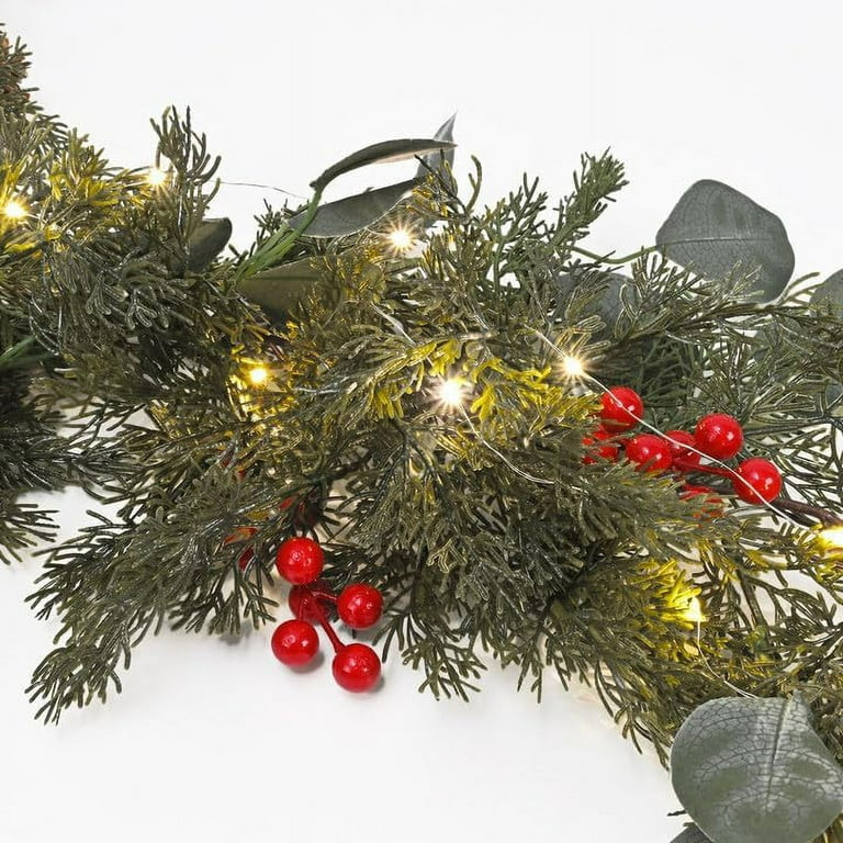 Dolicer 5.7 Ft Christmas Garland with Lights, Pre-lit Cypress Garland Christmas Decorations, Arti... | Walmart (US)