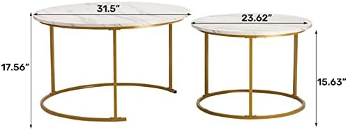 ALIMORDEN Modern Round Nesting Side Table Set of 2, Wood Coffee and Snack End Table with Metal Fr... | Amazon (US)
