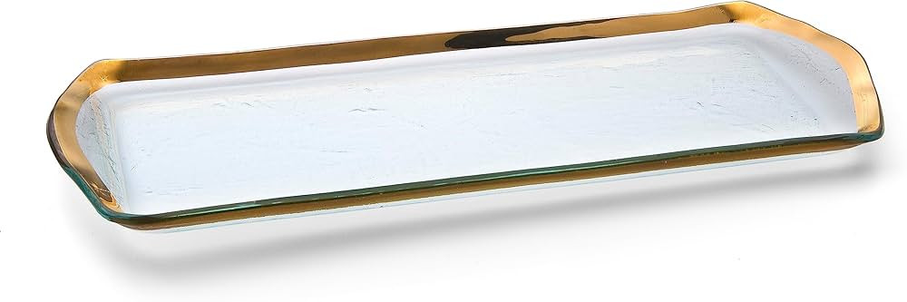 Roman Antique 16.75 x 6.75 Inch Oblong Pastry Tray with 24k Gold, Timeless Glass Tableware for Al... | Amazon (US)