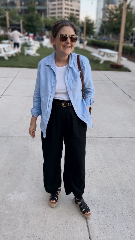 A relaxed weekend look in my lightweight button up and black linen pants. Plus the fisherman espadrilles sandals I can’t stop wearing! 

#LTKStyleTip #LTKSeasonal