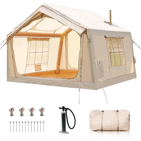 Lilypelle 4-6 Person Blow Up Inflatable Tent with Stove Jack, Hot Tent for Camping with Hand Pump... | Walmart (US)