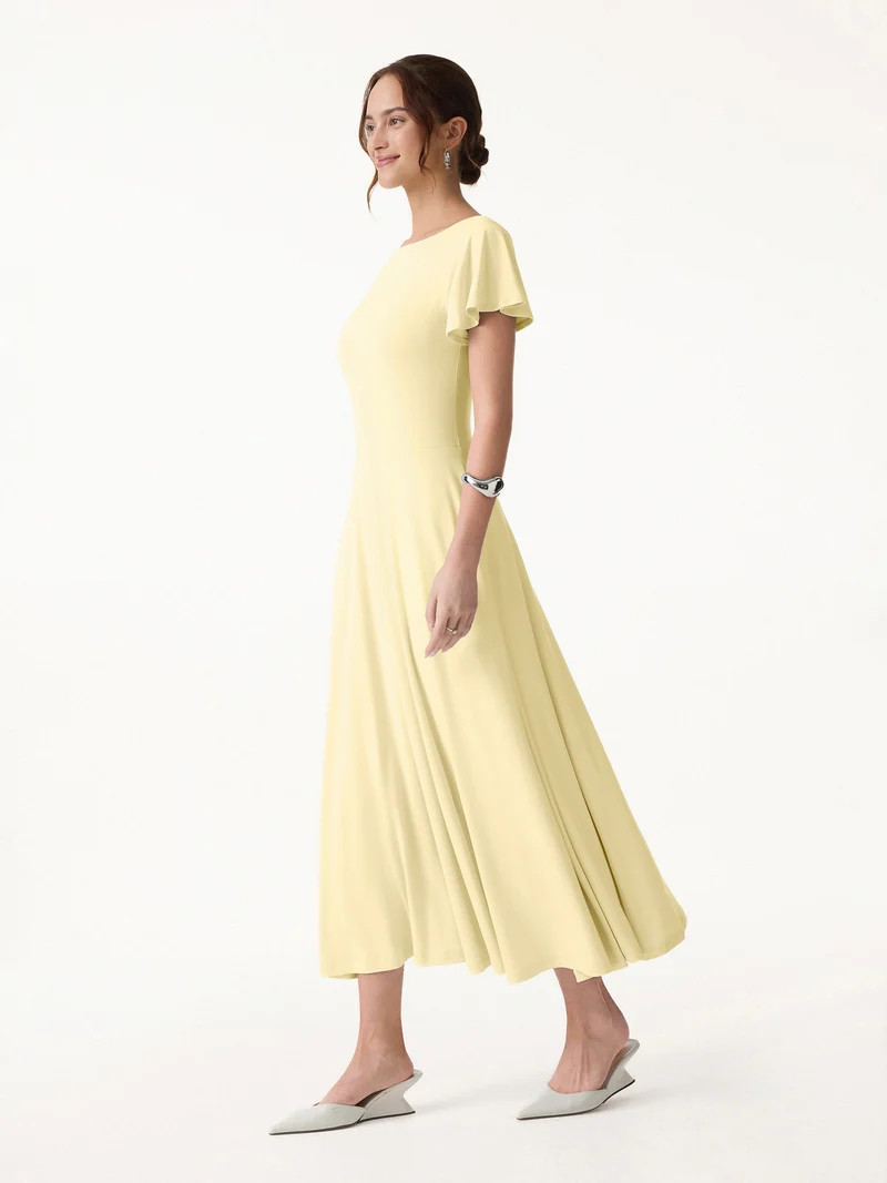SkinKiss Boatneck Fit-and-Flare Maxi Travel Bra Dress with Pockets | OGLmove