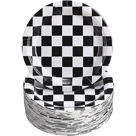 144 Piece Race Car Birthday Party Supplies with Checkered Flag Plates, Napkins, Cups, and Cutlery... | Amazon (US)