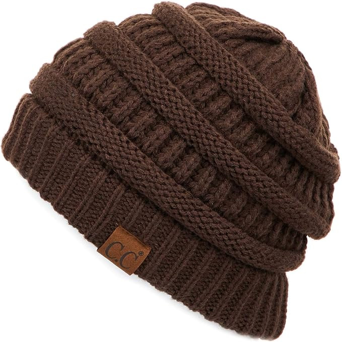 C.C Exclusives Cable Knit Beanie - Thick, Soft & Warm Chunky Beanie Hats (Brown) | Amazon (US)