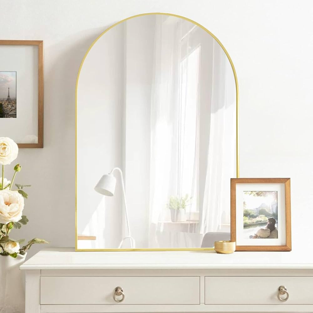 Gold Arched Bathroom Mirror 20 x 30 Inch Wall Mirrors with Aluminum Alloy Matte Framed,for Bedroo... | Amazon (US)