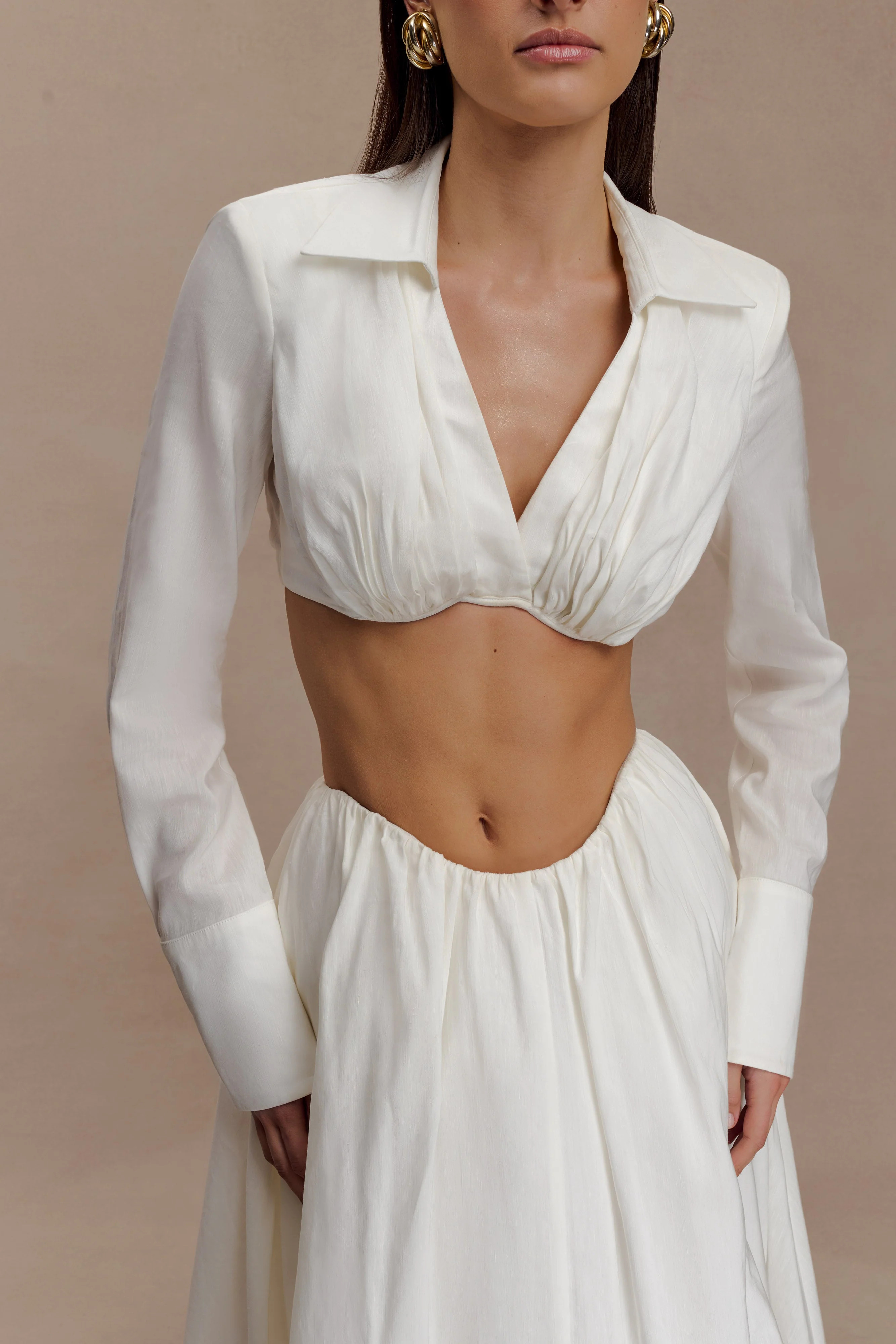 Greta Shirt Bra - White | MESHKI US
