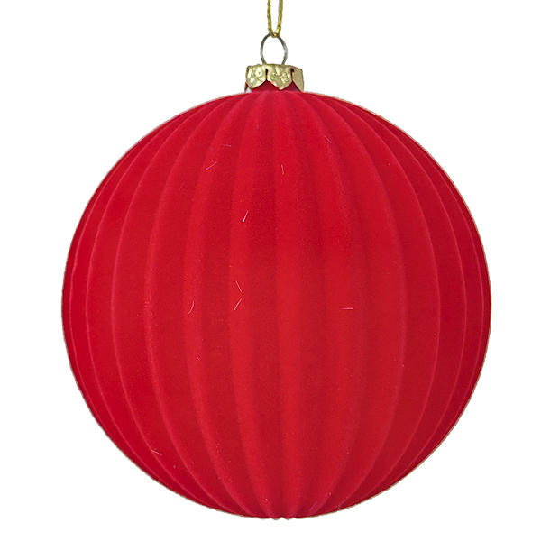 Classic Christmas Red Flocked Ball Ornament, 4" | At Home