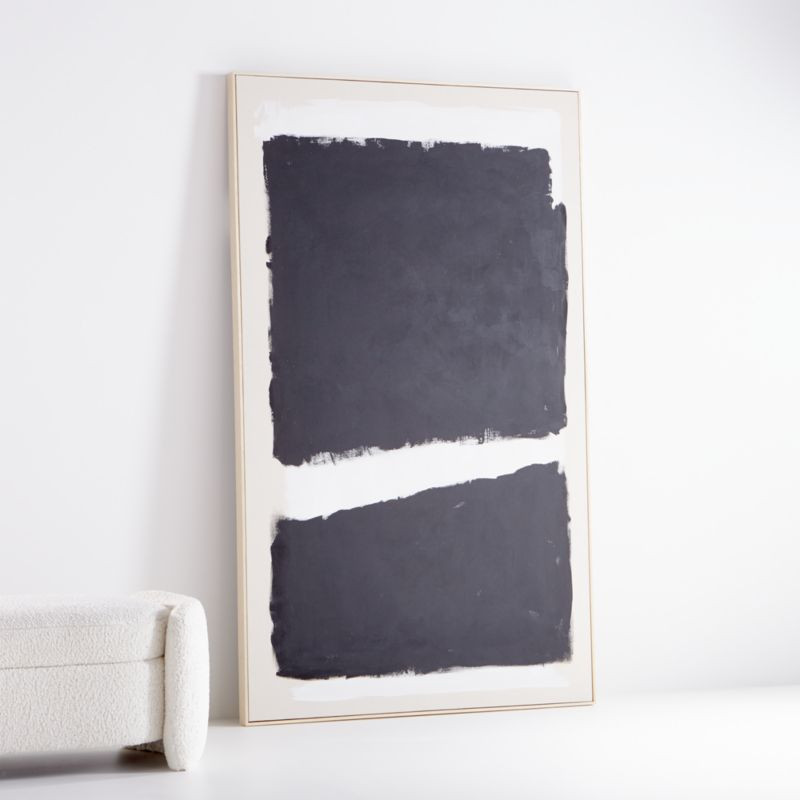 Dark Modern Moment"" 49""x81"" Hand-Painted Raw Canvas Framed Wall Art | Crate & Barrel