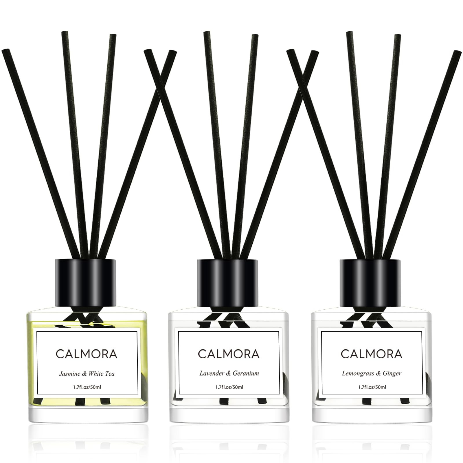 CALMORA Flameless Diffuser for Home, 3-Pack 50ml (1.7fl Oz) Essential Oil Reed Diffuser Set with ... | Amazon (US)