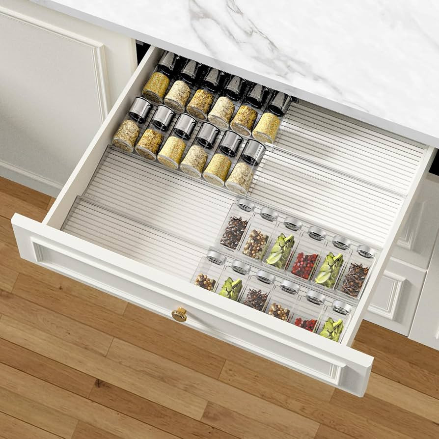 AMBIRD Spice Drawer Organizer, 4 Tier-2 Set Clear Spice Rack Tray Expandable From 11'' to 22'', S... | Amazon (CA)