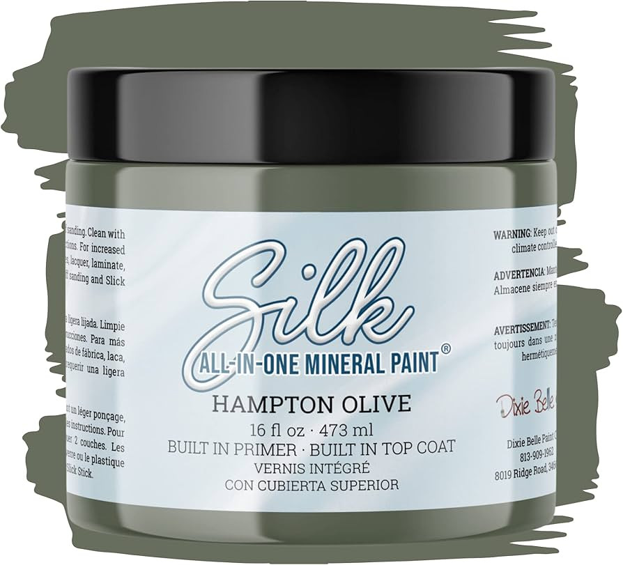Dixie Belle Silk All-in-One Mineral Paint | Hampton Olive (16oz) | Olive Green All-in-One Water B... | Amazon (US)