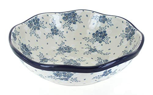 Blue Rose Polish Pottery - Blue Fleur Large Scallop Bowl - 10" Diameter - Beautiful Serving Bowl for Special Occasions, Dinner Parties, Or Everyday Dining | Amazon (US)