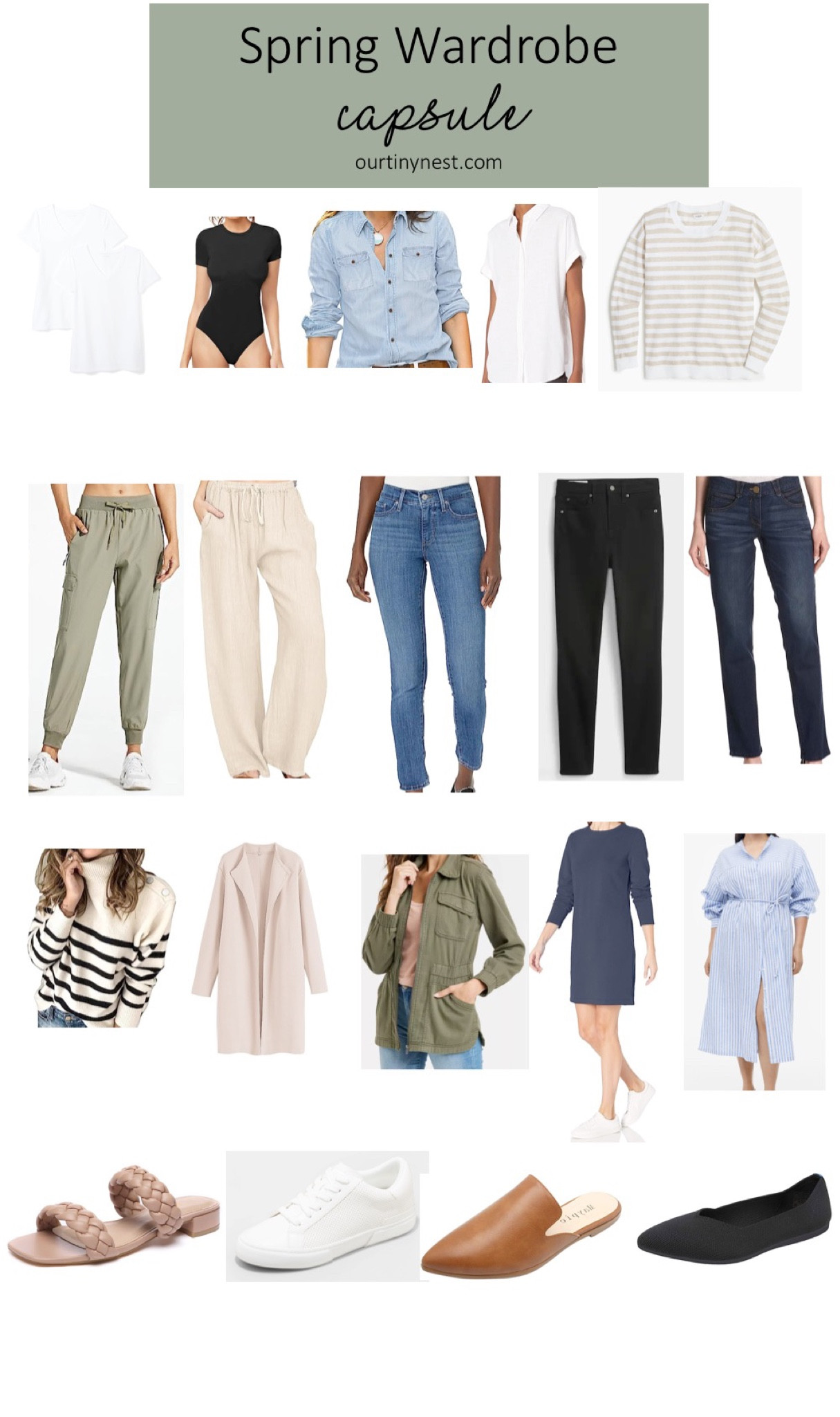 Spring wardrobe capsule for multiple spring outfits 

#LTKstyletip #LTKunder100 #LTKSeasonal