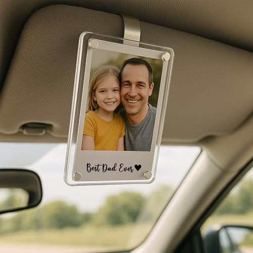 Personalized Visor Clip – Best Dad Ever Car Photo Frame | Polaroid Style Car Visor Photo Clip | Custom Sun Visor Picture Holder Gift for Dad from Son or Daughter | Christmas or Birthday Gift Father | Amazon (US)