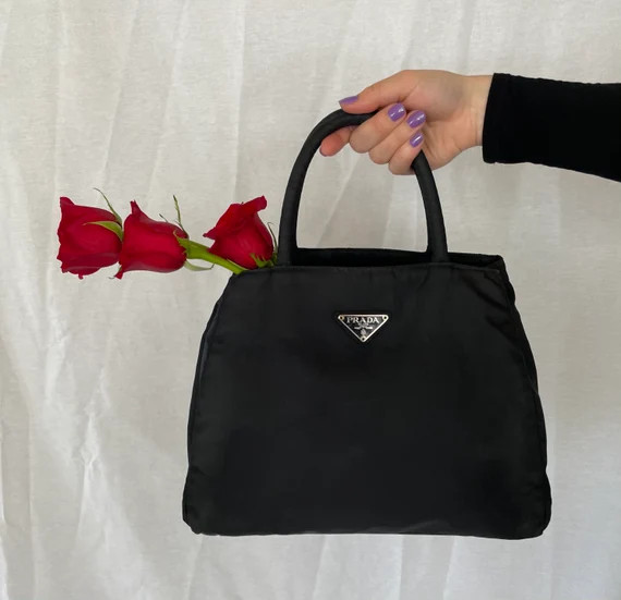 VINTAGE Prada Tessuto city handbag, black *professionally authenticated* | Etsy (US)
