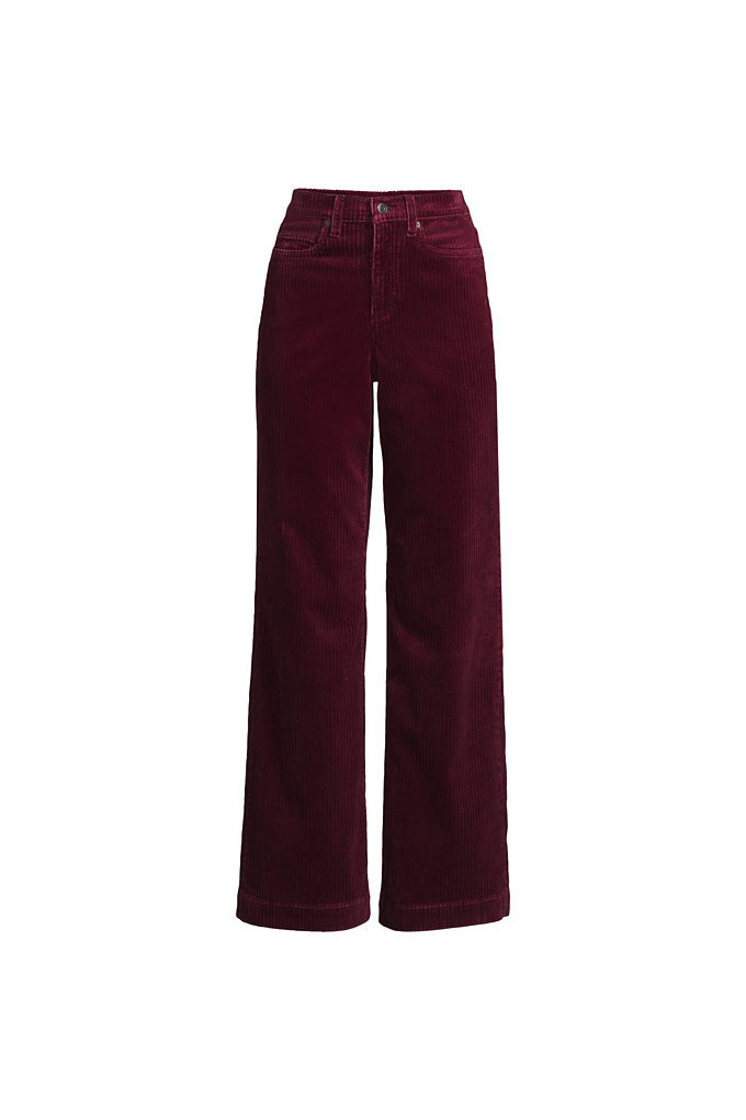 Women's High Rise Wide Leg Corduroy Pants - Lands' End - Red - 12 | Lands' End (US)