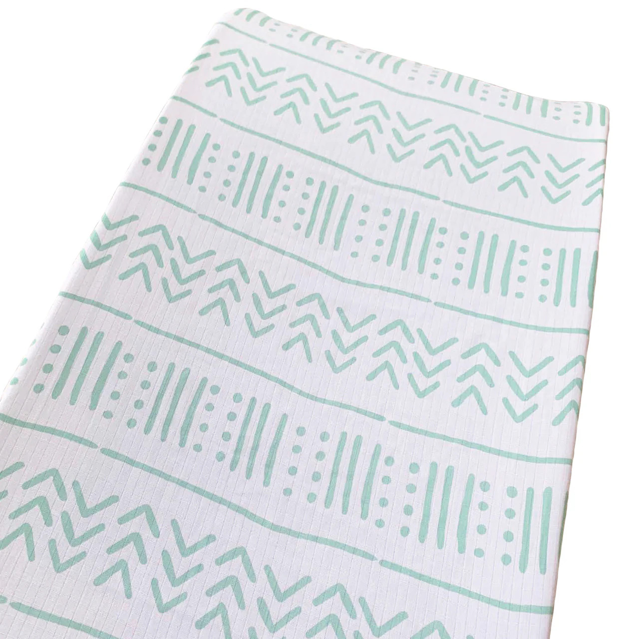 Muslin Changing Pad Cover, Seafoam Mudcloth | SpearmintLOVE