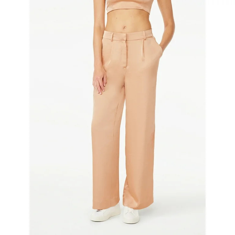 Scoop Women’s Wide Leg Satin Pants, 27.5’’ Inseam, Sizes XS-XXL | Walmart (US)