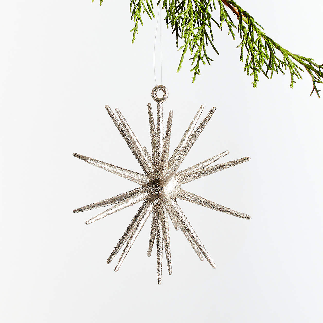 Silver Glitter 3D Star Christmas Tree Ornament + Reviews | Crate & Barrel | Crate & Barrel