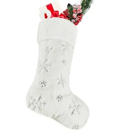 Christmas Stockings Sock Decoration Snowflake Tableware Holders Bag Candy Pouch Bag Plush Cuff Socking Table Home Ornaments | Walmart (US)